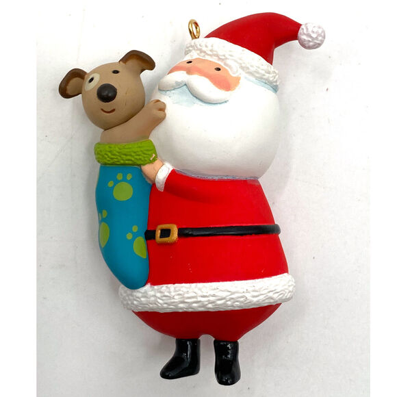 Hallmark Keepsake Ornament 2012 VIP Gift Santa Holding Puppy Christmas Dog Rare - Picture 5 of 12